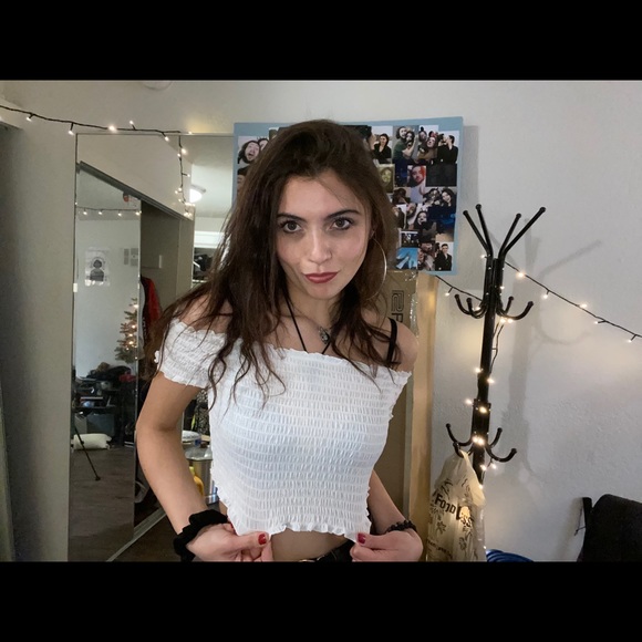 White Ruffle Off-The-Shoulder Top - Picture 2 of 7